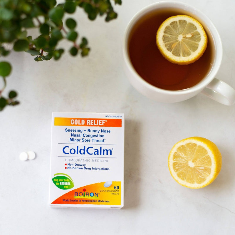 Boiron ColdCalm Cold Relief, Sneezing, Runny Nose and Minor Sore Throat Tablets - 60ct