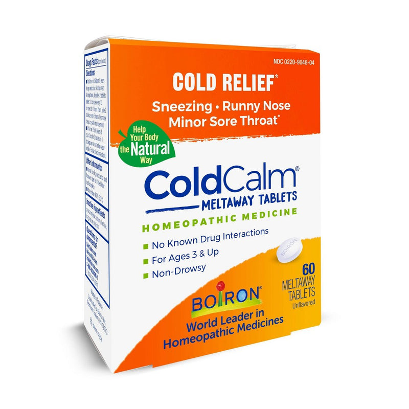 Boiron ColdCalm Cold Relief, Sneezing, Runny Nose and Minor Sore Throat Tablets - 60ct