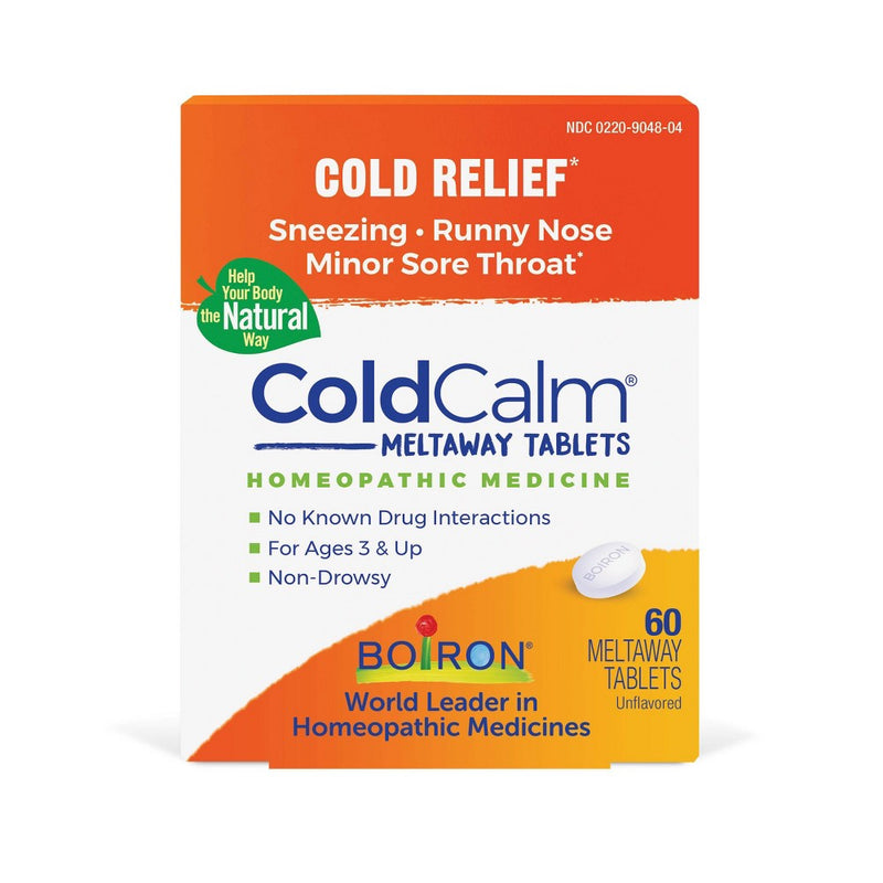 Boiron ColdCalm Cold Relief, Sneezing, Runny Nose and Minor Sore Throat Tablets - 60ct