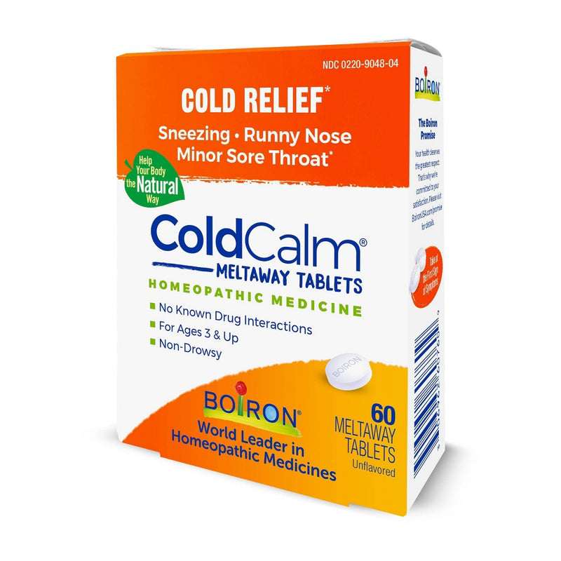 Boiron ColdCalm Cold Relief, Sneezing, Runny Nose and Minor Sore Throat Tablets - 60ct