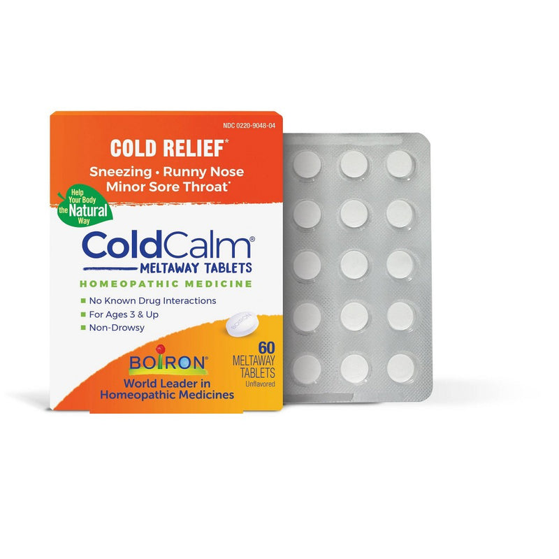 Boiron ColdCalm Cold Relief, Sneezing, Runny Nose and Minor Sore Throat Tablets - 60ct