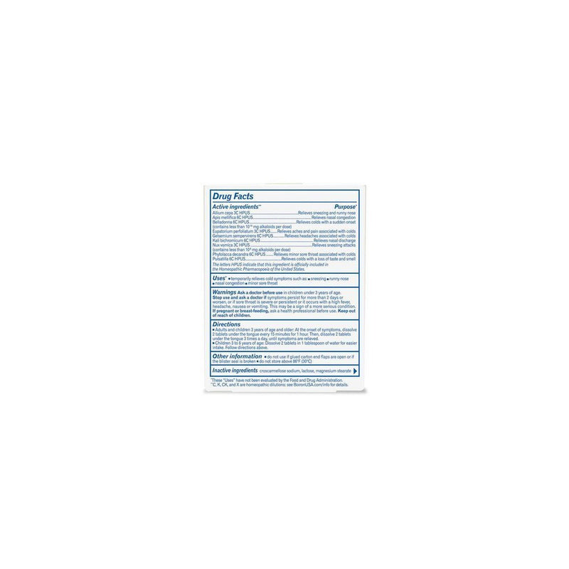 Boiron ColdCalm Cold Relief, Sneezing, Runny Nose and Minor Sore Throat Tablets - 60ct