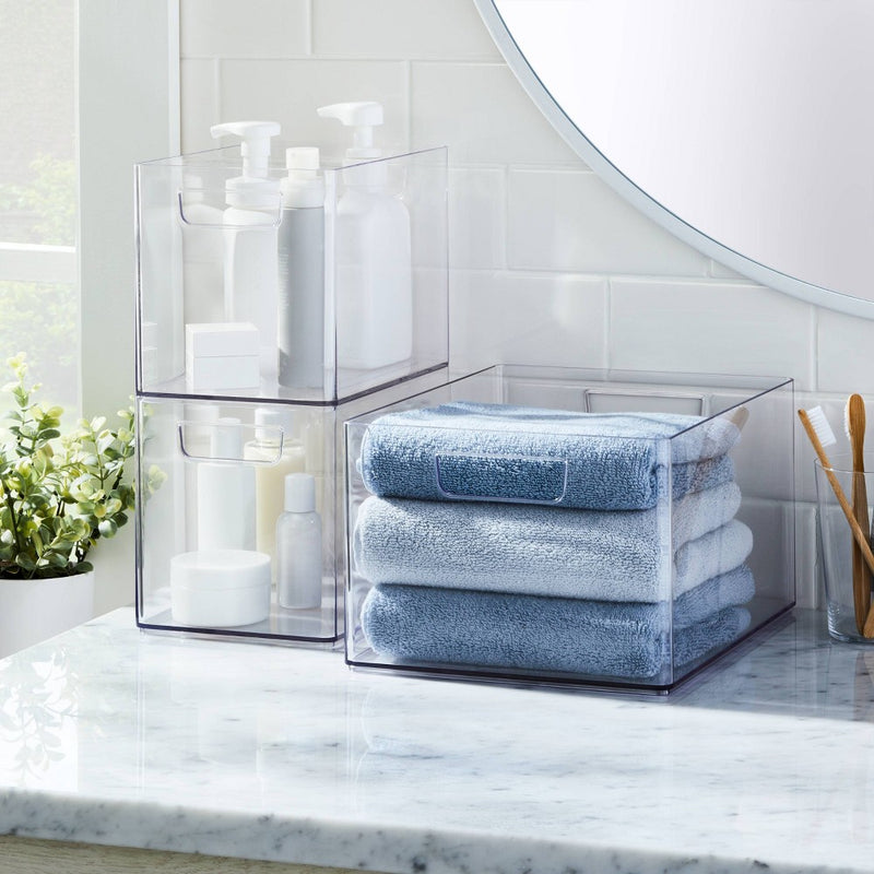 Large Bathroom Organizer Bin with Handles Clear - Brightroom