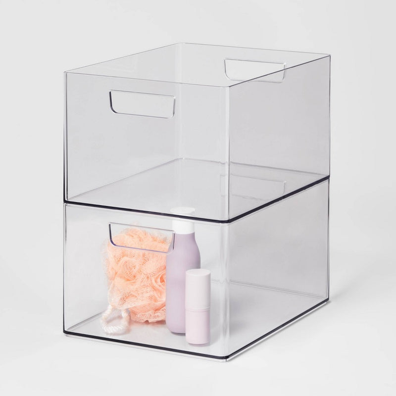 Large Bathroom Organizer Bin with Handles Clear - Brightroom
