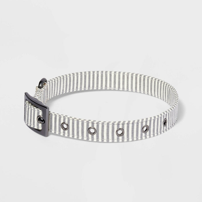 Striped Fashion Dog Collar with Pin Buckle - L - Boots & Barkley