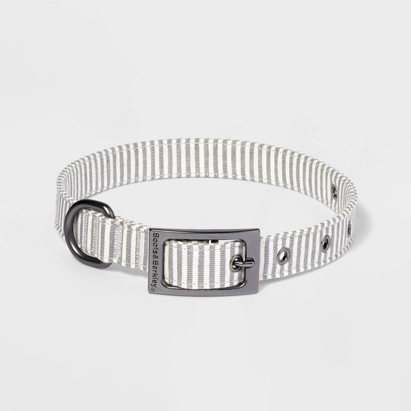 Striped Fashion Dog Collar with Pin Buckle - L - Boots & Barkley