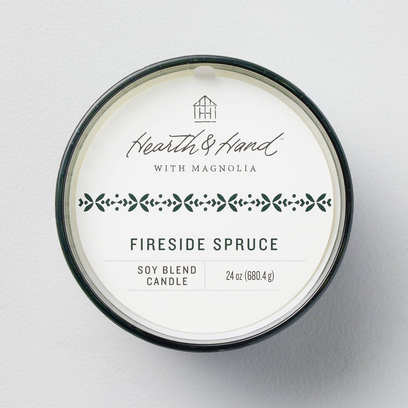 Fireside Spruce 4-Wick Jar Christmas Candle Green 24oz - Hearth & Hand Magnolia