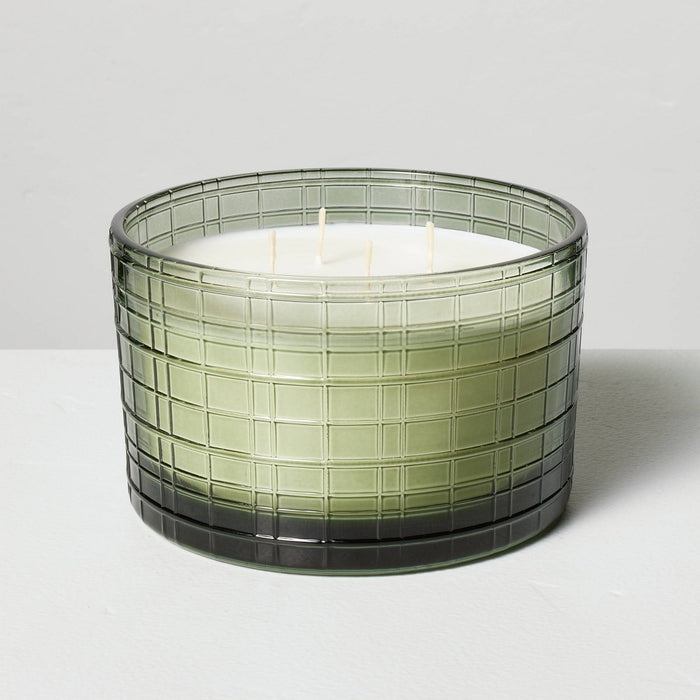 Textured Glass Fireside Spruce 4-Wick Jar Christmas Candle Green 24oz - Hearth & Hand with Magnolia