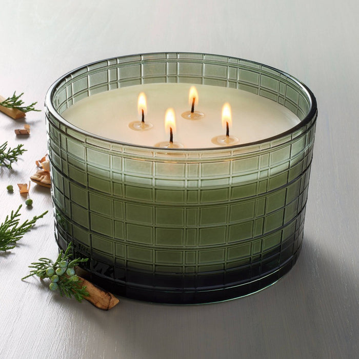 Textured Glass Fireside Spruce 4-Wick Jar Christmas Candle Green 24oz - Hearth & Hand with Magnolia