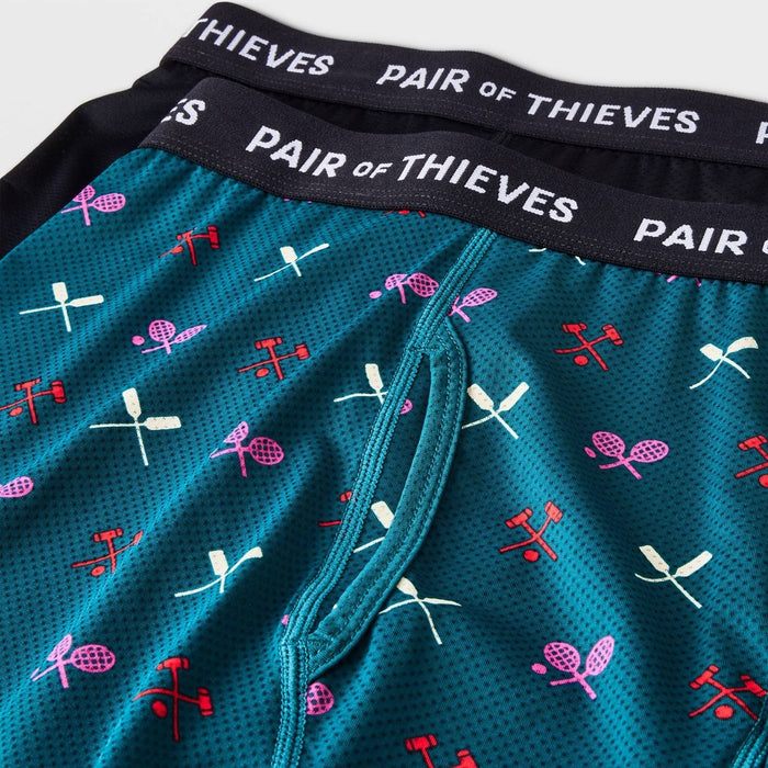 Pair of Thieves Men's Super Fit Tennis Boxer Briefs 2pk - Green/Black S