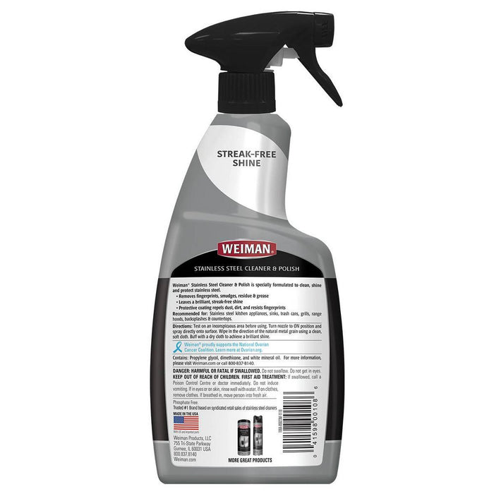 Weiman Stainless Steel Cleaner and Polish Trigger - 22 fl oz