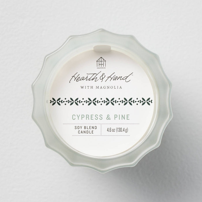 Milky Glass Cypress & Pine Mini Jar Christmas Candle Ivory 4.6oz - Hearth & Hand with Magnolia