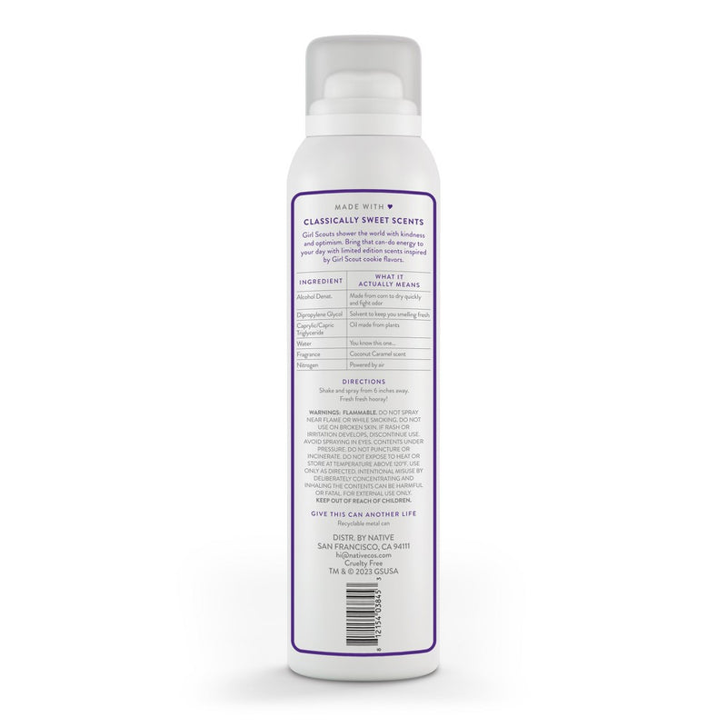Native Limited Edition Girl Scout Coconut Caramel Cookie Deodorant Spray - 3.5oz