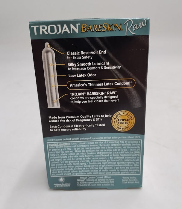 Trojan Bareskin Raw Condoms - 10ct EXP 01/2027