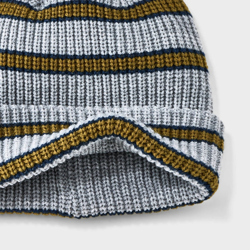 Men's Retro Striped Beanie - Goodfellow & Co Gray