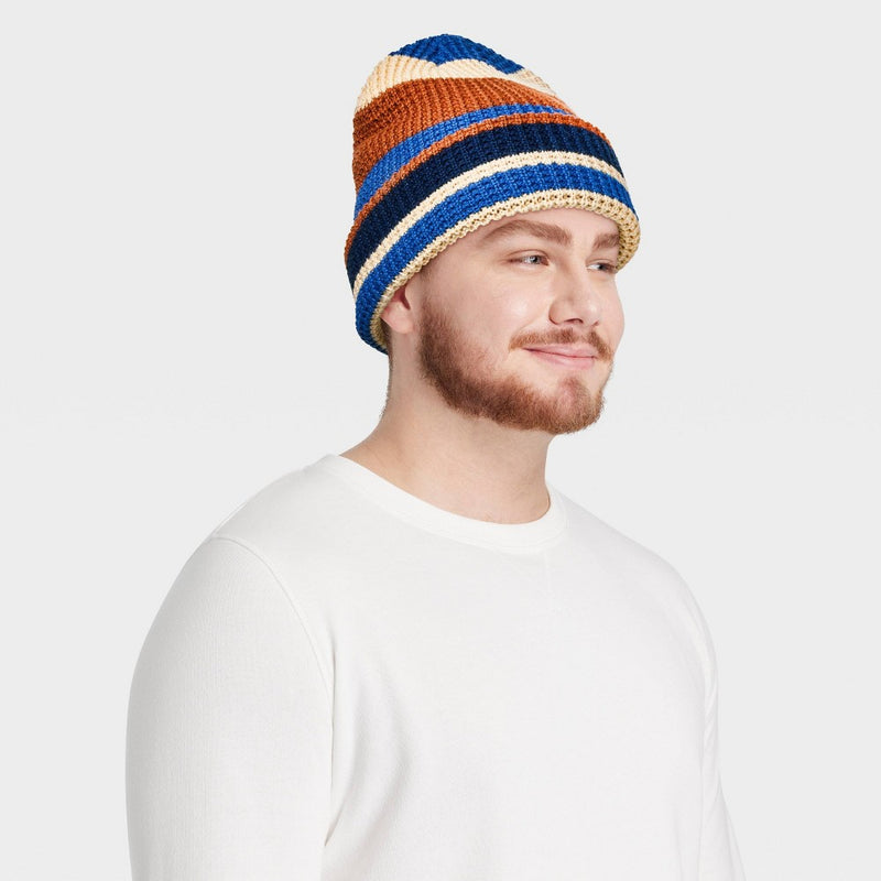 Men's Striped Beanie - Goodfellow & Co Brown