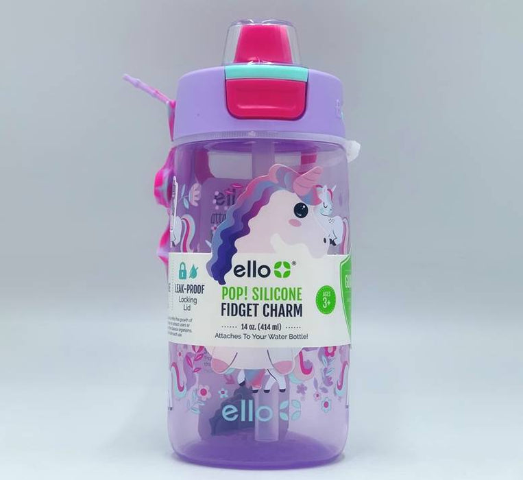 Ello 14oz Plastic Colby Pop! Water Bottle Fidget Accessory Unicorn
