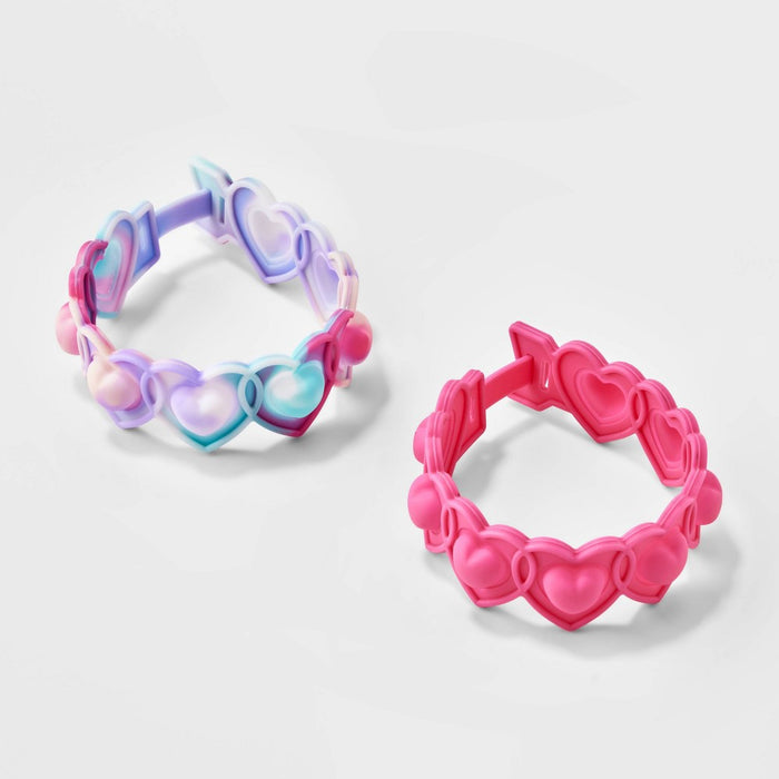 Girls' 2pk Heart Bubble Pop Bracelet Set - Cat & Jack Pink/Purple