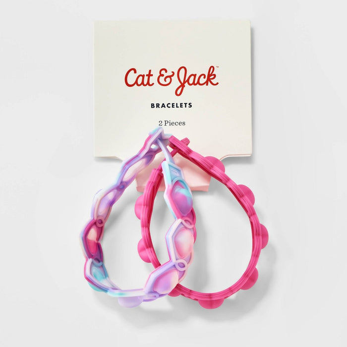 Girls' 2pk Heart Bubble Pop Bracelet Set - Cat & Jack Pink/Purple