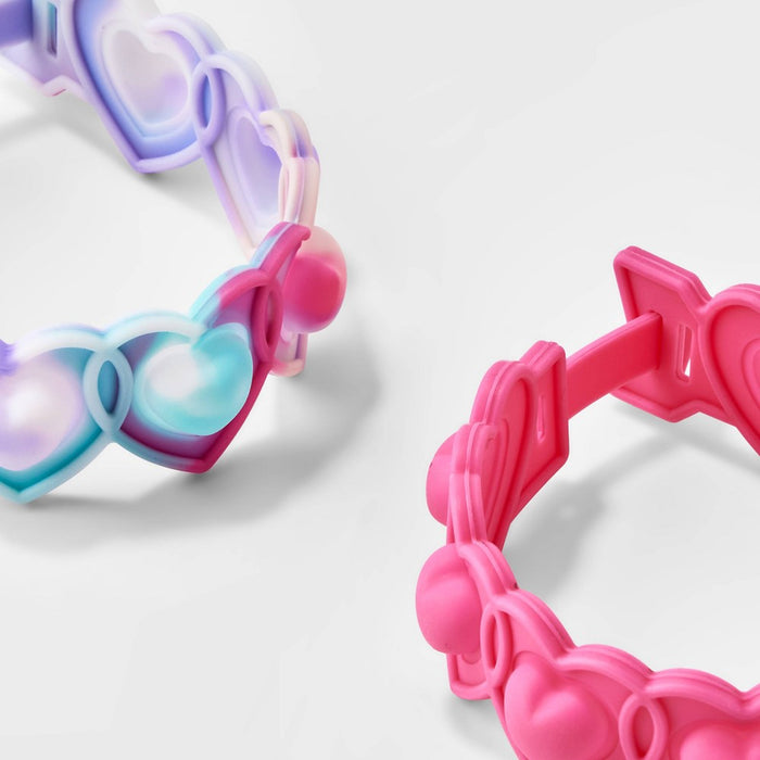 Girls' 2pk Heart Bubble Pop Bracelet Set - Cat & Jack Pink/Purple