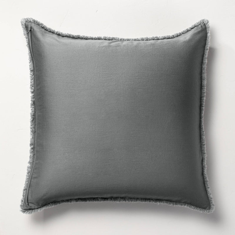 Euro Heavyweight Linen Blend Comforter Sham Dark Gray - Casaluna
