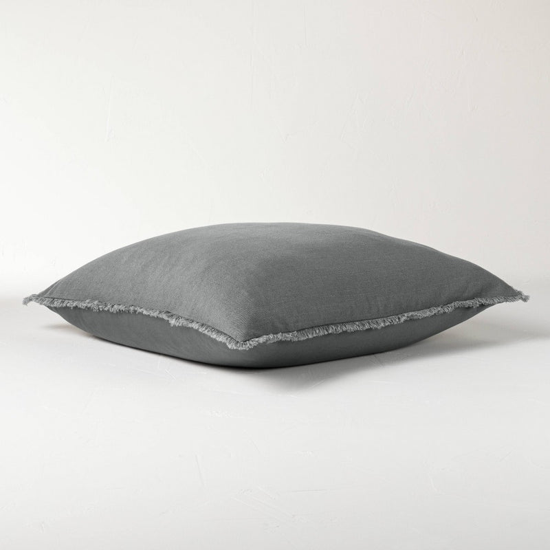 Euro Heavyweight Linen Blend Comforter Sham Dark Gray - Casaluna