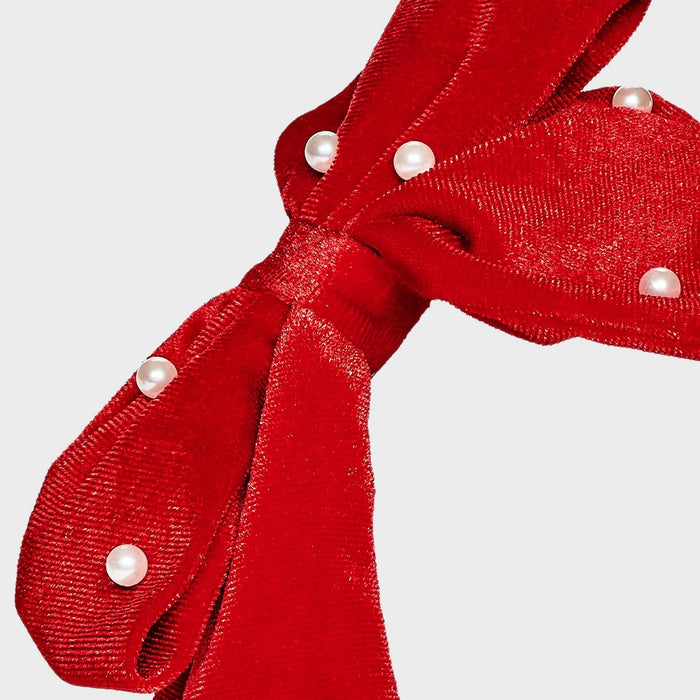 Girls' Velvet Bow with Pearls Headband - Cat & Jack Red