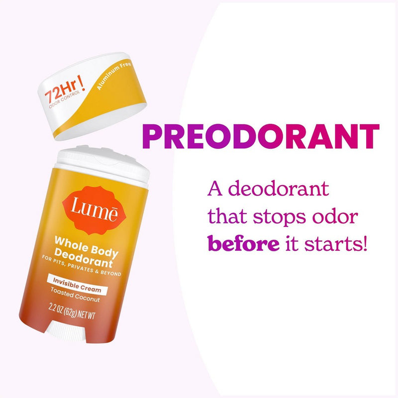 Lume Invisible Cream Deodorant Stick - Toasted Coconut Scent - 2.2oz