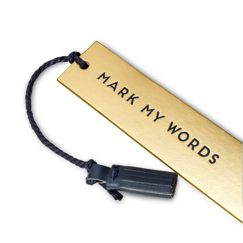 Dabney Lee Bookmarks - Set of 3 Faux Leather Tassel Bookmarks with Sayings - Red/Gold