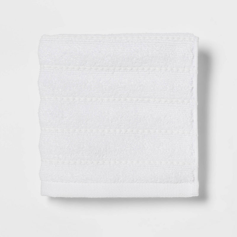 4pc Performance Plus Washcloths White Striped - Threshold