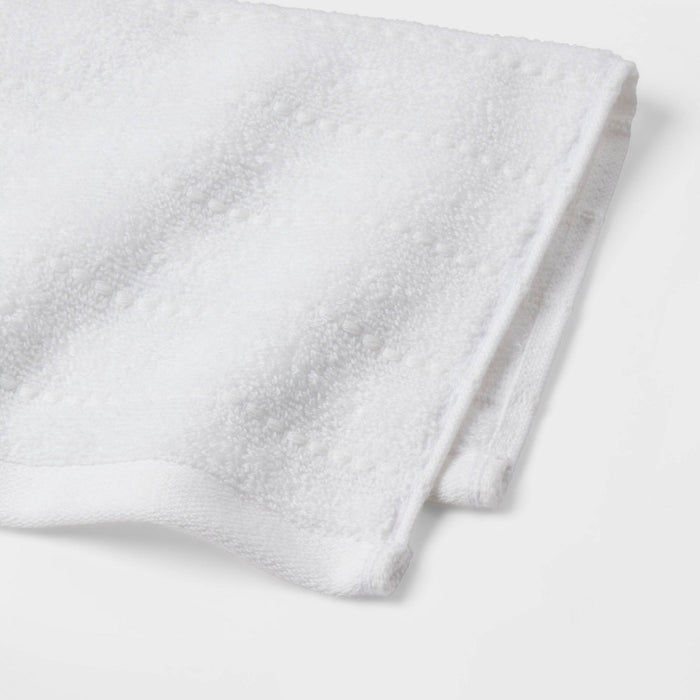 4pc Performance Plus Washcloths White Striped - Threshold
