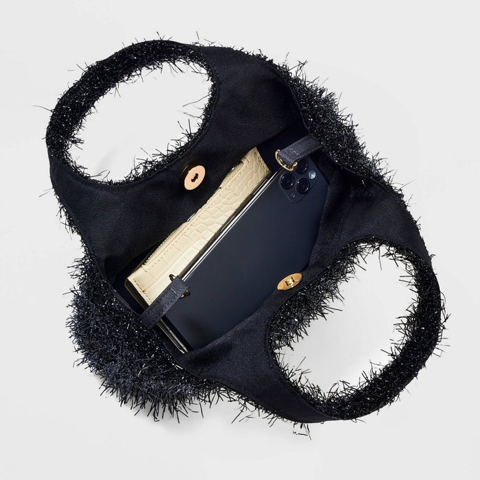 Tinsel Mini Party Tote Handbag - A New Day Black