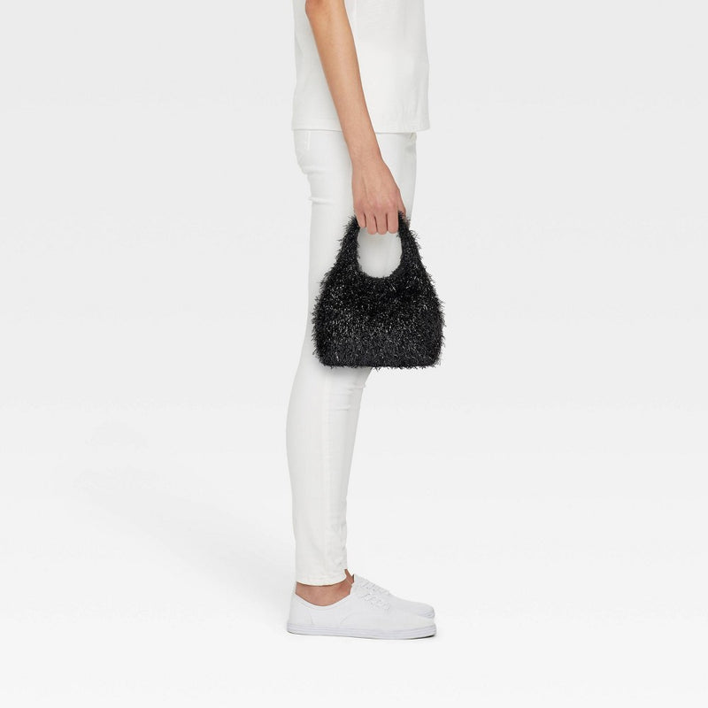 Tinsel Mini Party Tote Handbag - A New Day Black