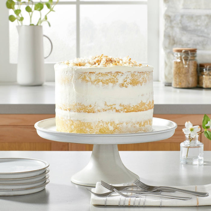 11" Modern Rim Stoneware Cake Stand Cream - Hearth & Hand with Magnolia