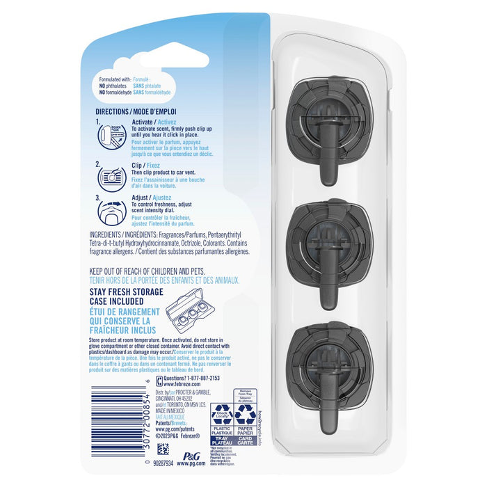 Febreze Car Air Freshener Vent Clip - Gain Moonlight Breeze Scent - 0.20 fl oz/3pk