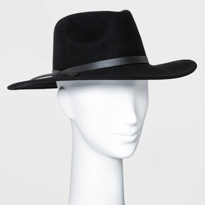 Wide Brim Felt Fedora Hat - Universal Thread Black