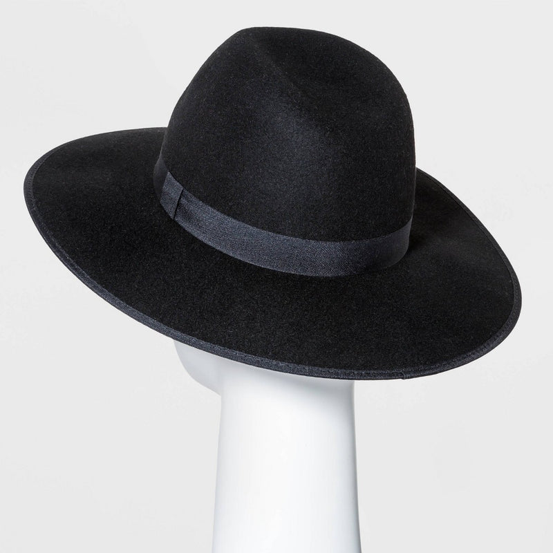 Wide Brim Felt Fedora Hat - A New Day Black