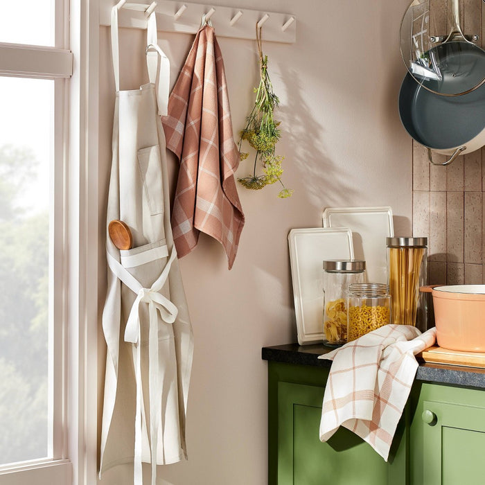Dual Sided Terry Kitchen Towel Terracotta Orange/Cream - Figmint