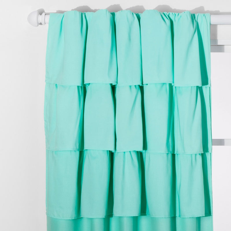 Ruffle Blackout Curtain Panel Green (42"x63") - Pillowfort