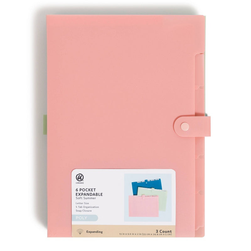 U Brands 3pk Poly Expandable File Holder Soft Summer