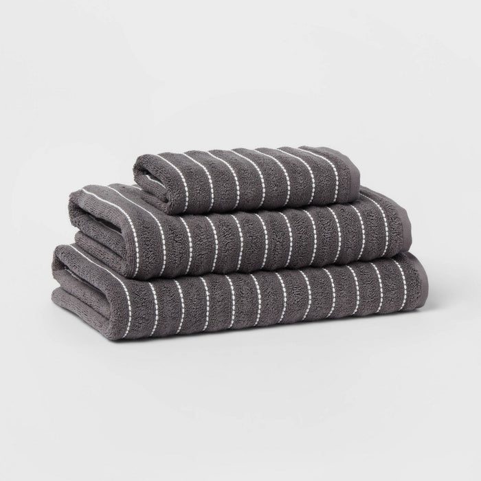 Performance Plus Hand Towel Dark Gray Striped - Threshold