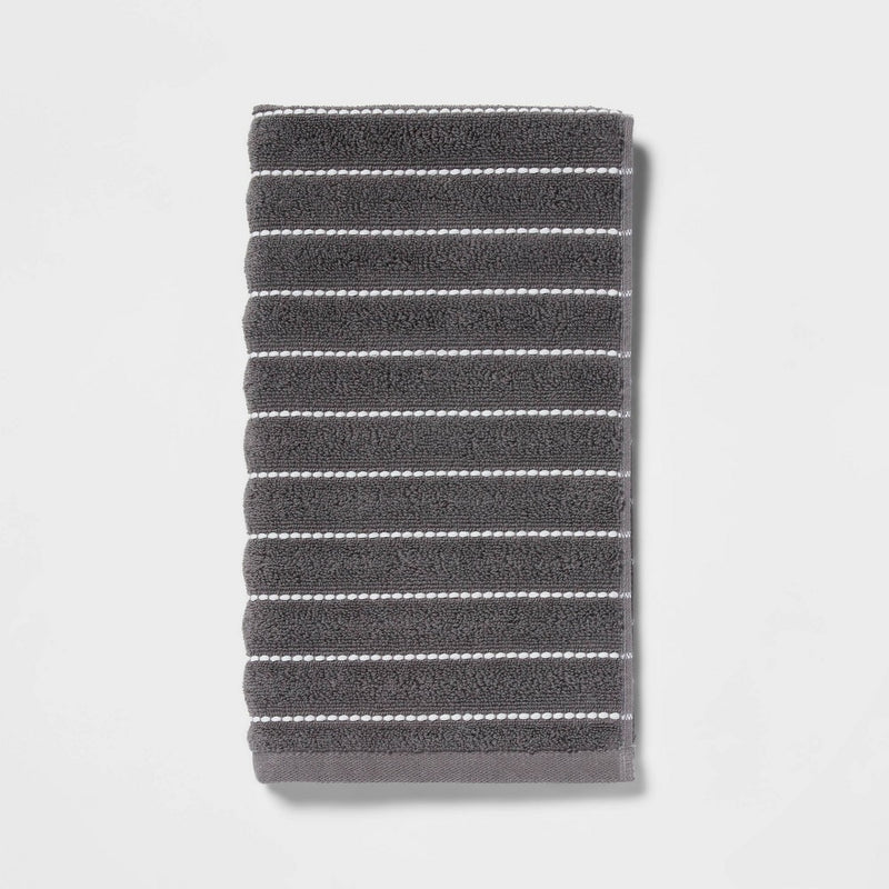 Performance Plus Hand Towel Dark Gray Striped - Threshold