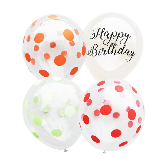 12" 12ct Printed "Happy Birthday" Pastel Balloons Clear - Spritz