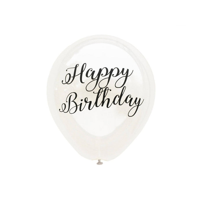 12" 12ct Printed "Happy Birthday" Pastel Balloons Clear - Spritz