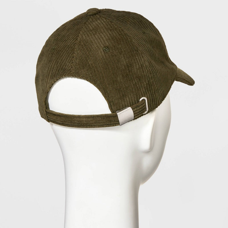 Corduroy Baseball Hat with M Patch - Wild Fable Olive Green