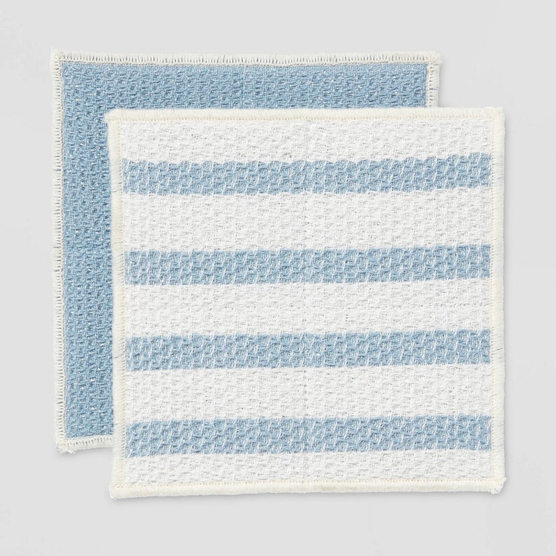 2pk Cotton Striped Scrubbers Blue - Threshold