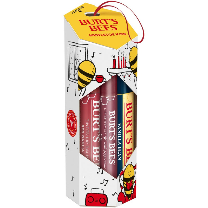Burt's Bees Mistletoe Kiss Red Vanilla Bean Lip Balm Gift Set - 3pc