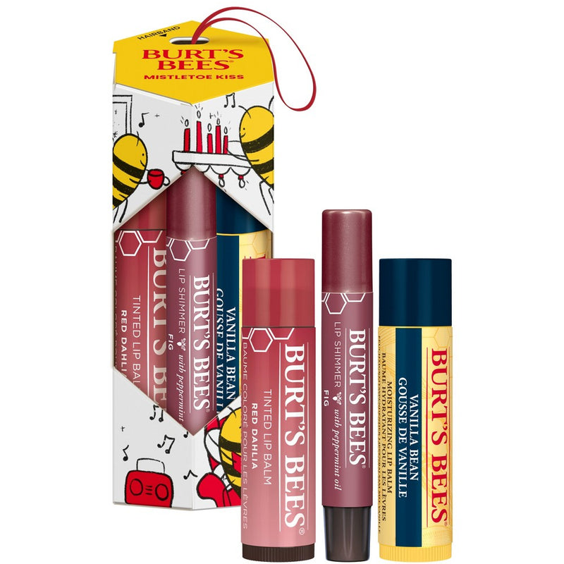 Burt's Bees Mistletoe Kiss Red Vanilla Bean Lip Balm Gift Set - 3pc
