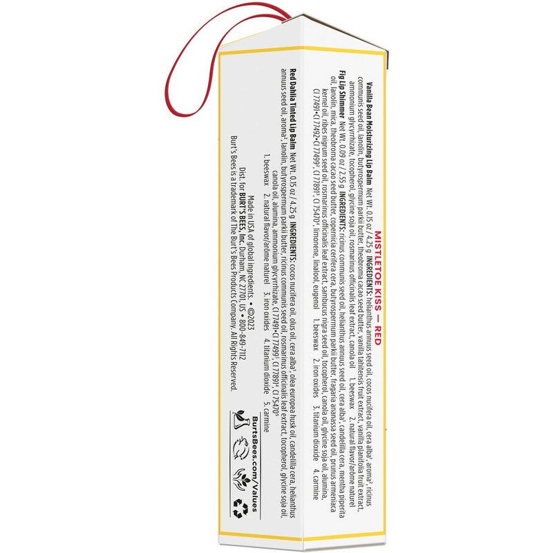 Burt's Bees Mistletoe Kiss Red Vanilla Bean Lip Balm Gift Set - 3pc
