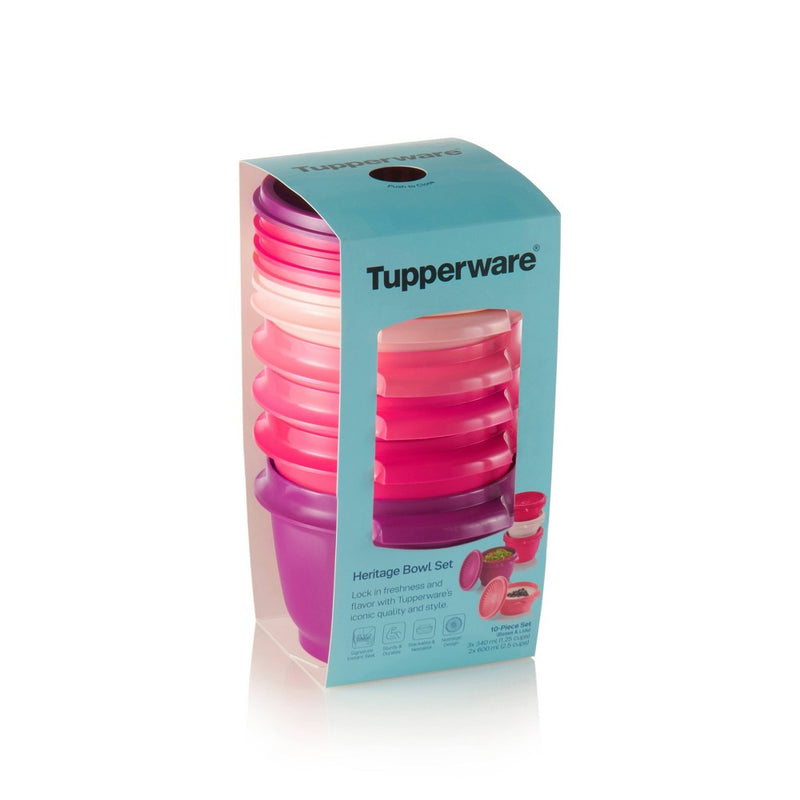 Tupperware Heritage 5pk Plastic Food Storage Container Set Pink